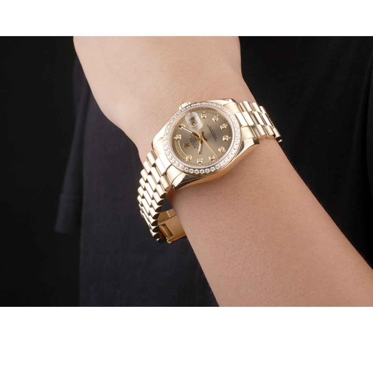 Aaa replica watch Stainless Plated Day-Date Dial 18k Rolex Gold Yellow Steel Gold 0529